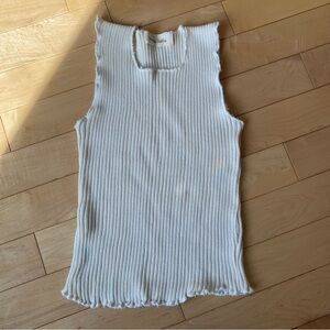 Nonna Lietta : Rib Ruffle Cotton Vest / Tank in natural